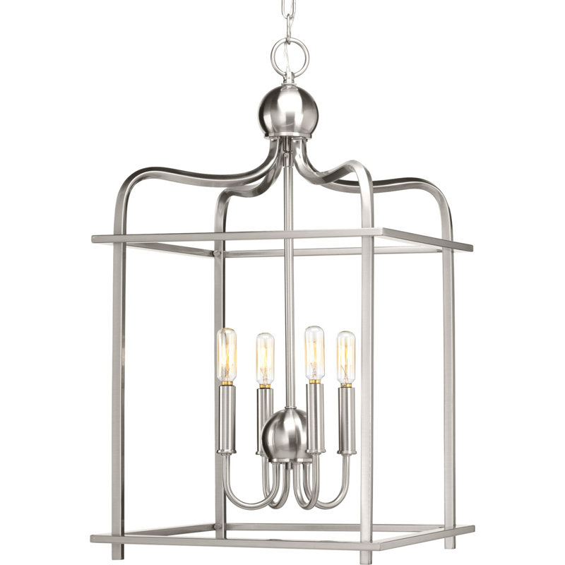 Lustre carré à 4 lumières Elsworth, Nickel brossé
