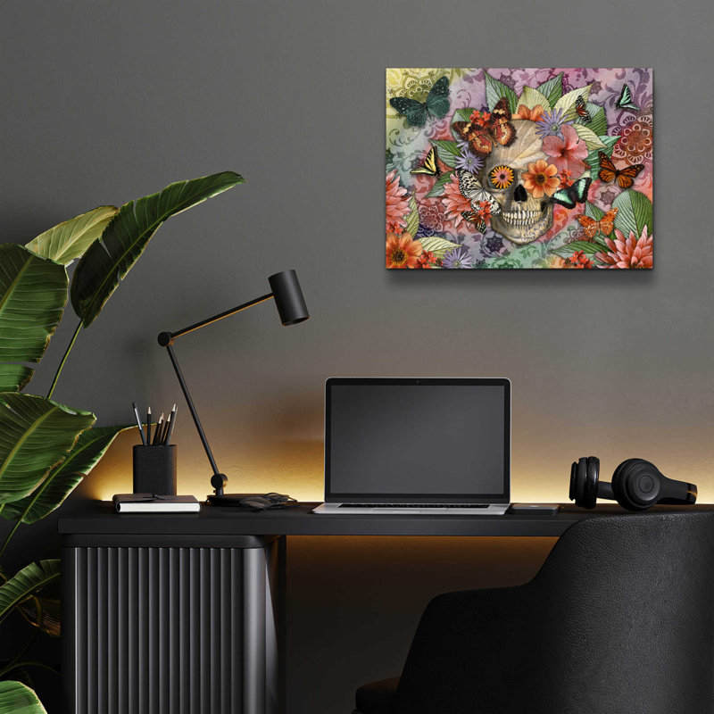 Butterfly Botaniskull - impression sans cadre, H 12 po x l 16 po x P 0,13 po