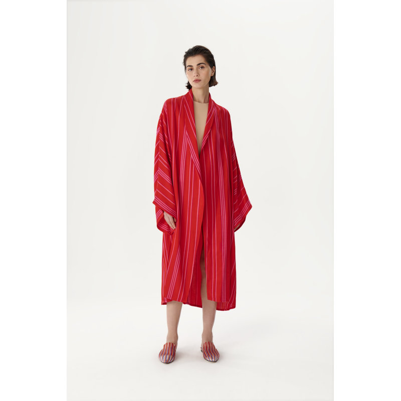 Shawl Neck Kimono Red