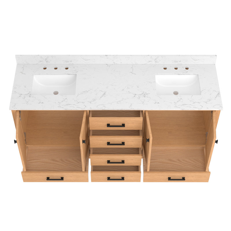 Ensemble de meuble-lavabo double 72 po avec comptoir en pierre artificielle sans miroir 72 po, 2, 72