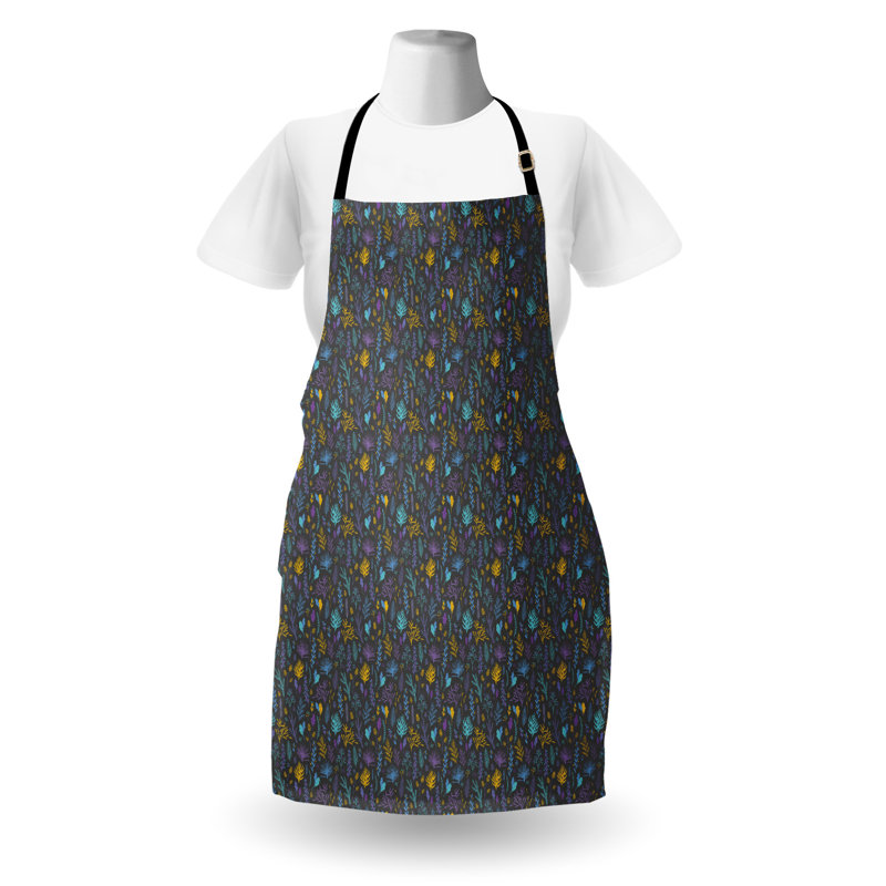 East Urban Home Autumn Apron Unisex Fall Nature Forest Plants Adult Size Charcoal Grey Multicolor