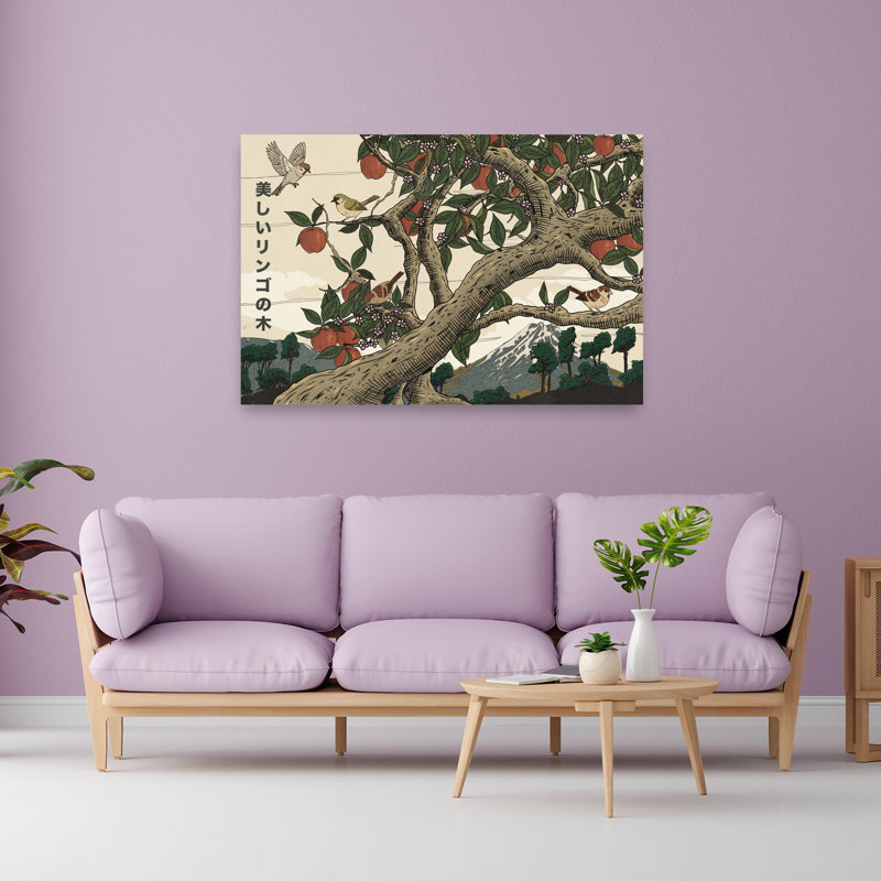Art japonais de paysage de pommier japonais pacifique serein traditionnel, H 40 po x l 60 po