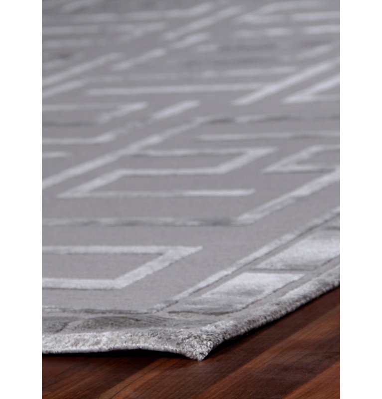 Metro-Velvet Geometric Area Rug in Silver, Rectangle 9' x 12'