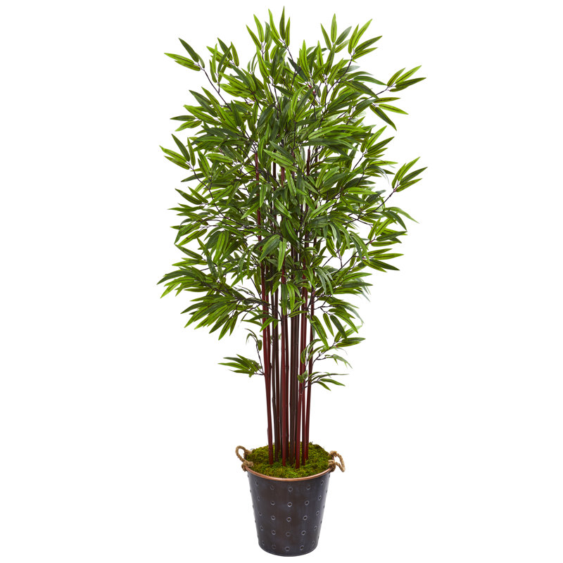 74'' Faux Bamboo Tree in Metal Planter