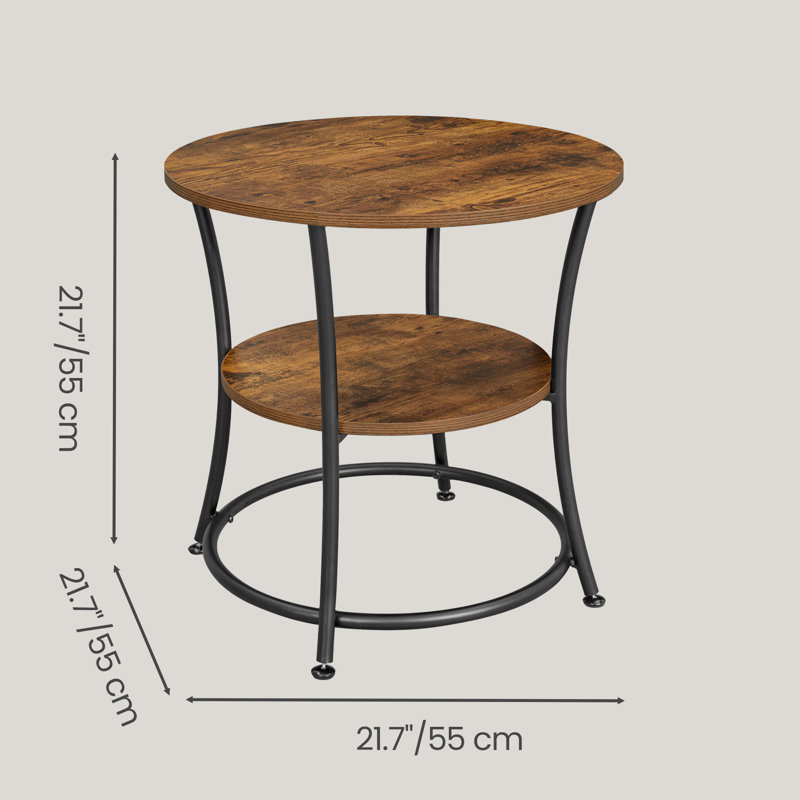 Table de bout avec rangement Rolande, Brun rustique / noir