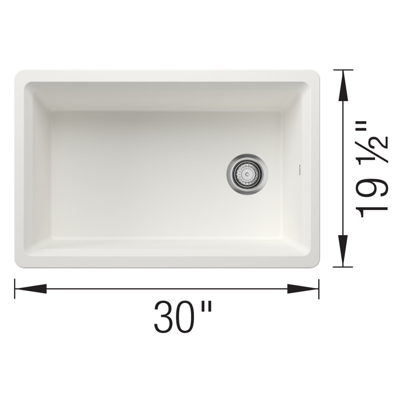 Évier de cuisine réversible à simple cuve encastrable 30 po Inteos SILGRANIT - Blanc, Blanc