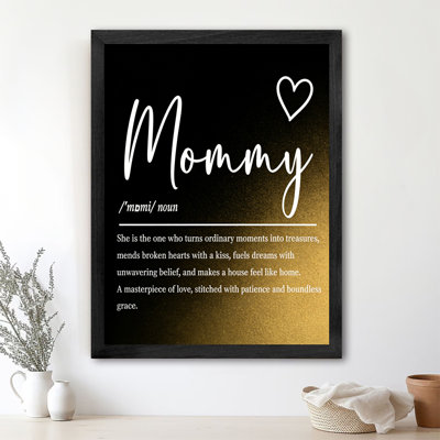 Black Framed Vintage Mommy Definition Wall Art Emotional resonance type Style Framed Prints