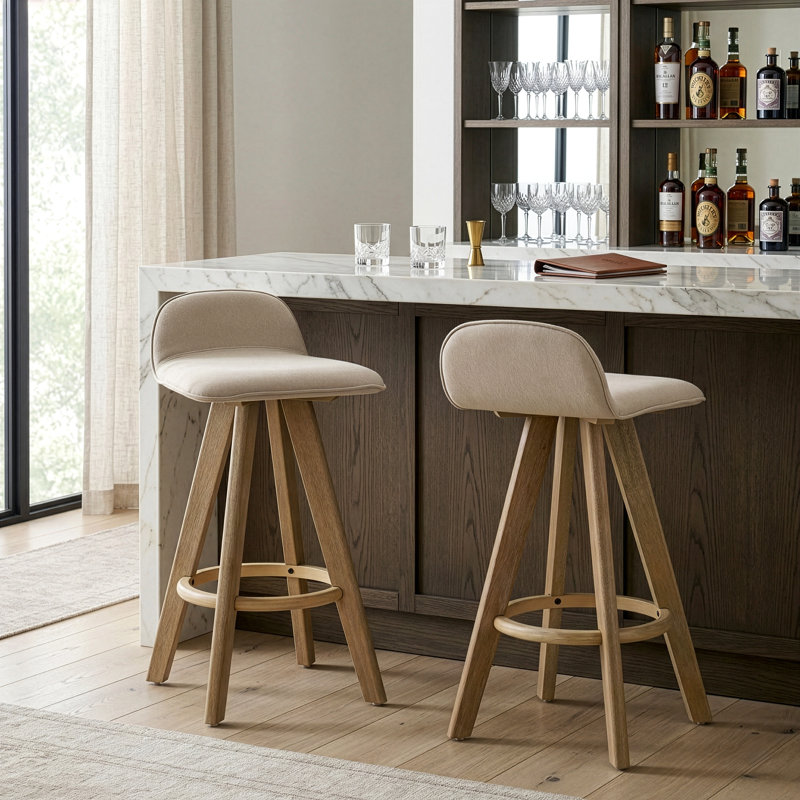 Tabouret de comptoir 25,98 po Baber, Enduit noir, Gris