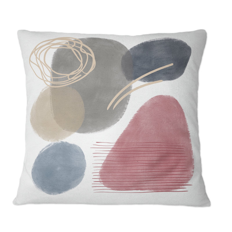 Éléments abstraits rouges, bleus et gris - Coussin décoratif imprimé moderne, 16 po x 16 po