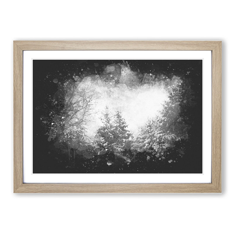 Winter Forest Vol.1 Paint Splash - Picture Frame Graphic Art, Oak, 36cm H x 48cm W x 2cm D