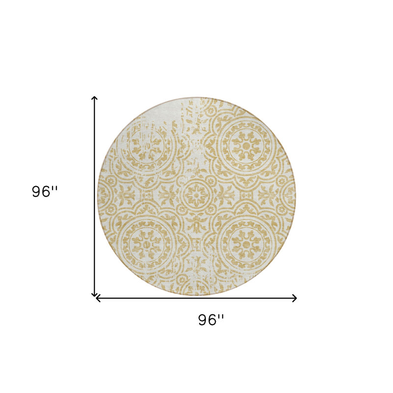 Tapis ivoire rond intérieur lavable 8 'Medallion