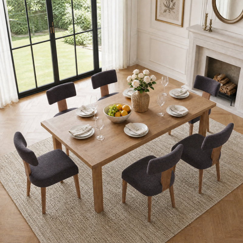 Femke Upholstered Dining Chairs Mid-Century Modern Upholstered Dining Chairs, Wooden Frame Armless Side Chairs for Dining Room Kitchen