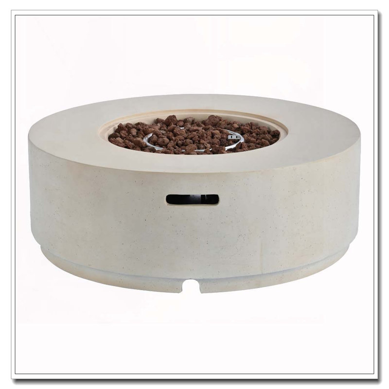 Outdoor Propane Fire Pit, Beige White