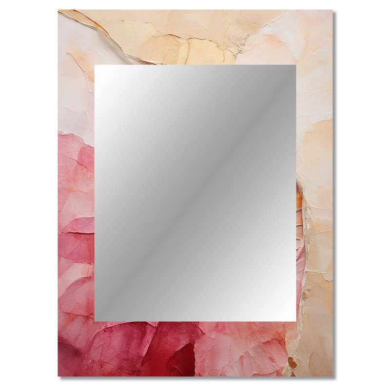 Beige Pink Minimalism Spiral Poteries - Abstract Spirals Mirror, Modern Unique Wall Mirror, Printed Metal Art, 40" x 30"