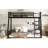 Metal Twin Over Full Floor Bunk Bed, Black, Ideal For Shared Rooms, Noise - , Low Design, Length Guardrails, And Build Black Heavy Duty, Reducing, Space Saving In Dorms, With Guardrails-961310314