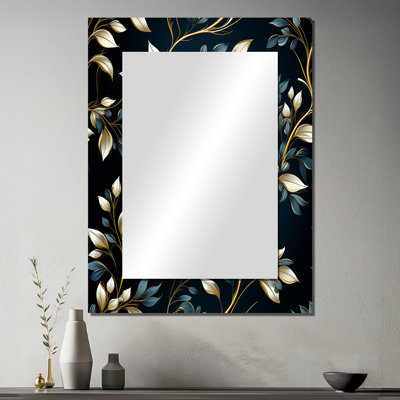 Gold And Blue Royal Botanical Vines - Floral Mirror Wall Decor