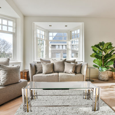 Modern Glass Coffee Table With Gold And Chrome Metal Base In Rectangular Shape