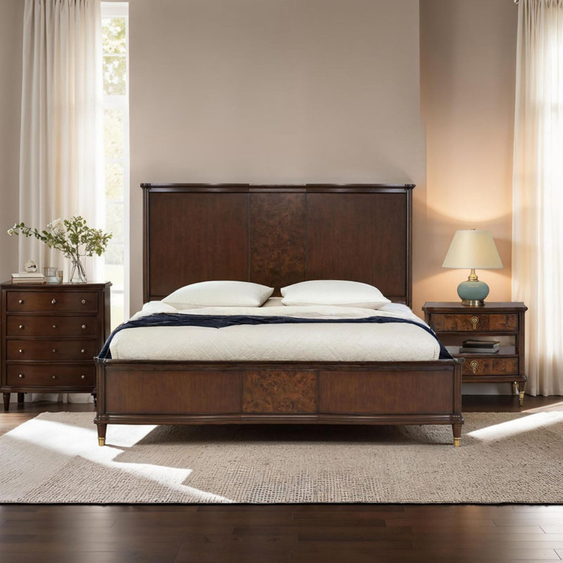 Transitional Style Bed Panel Bedframe, Queen