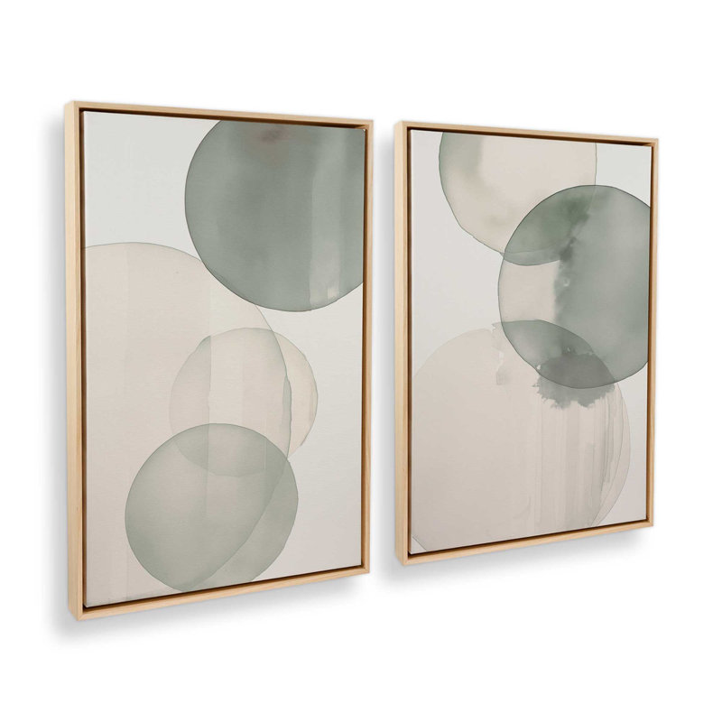 Ensemble de 2 impressions sur toile Silent Spheres, Cadre américain en érable flottant, H 18,75 po x l 25,5 po x P 1,75 po
