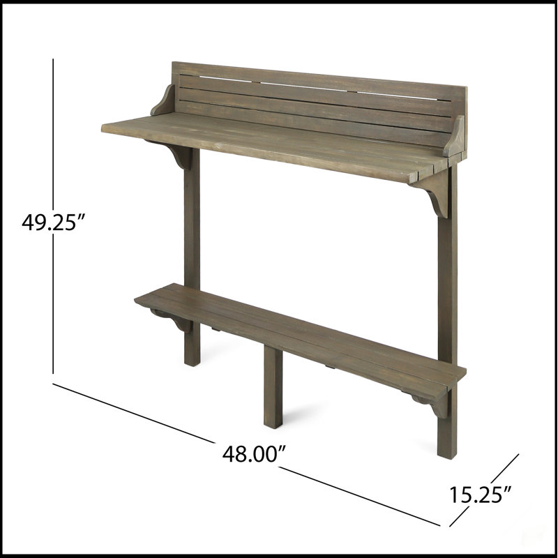 Table de bar d'extérieur en bois d'acacia, finition grise, parfaite pour les petits espaces et la vie en plein air élégante