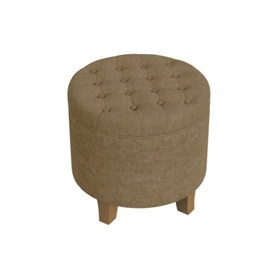 Round Button-Tufted Storage Ottoman