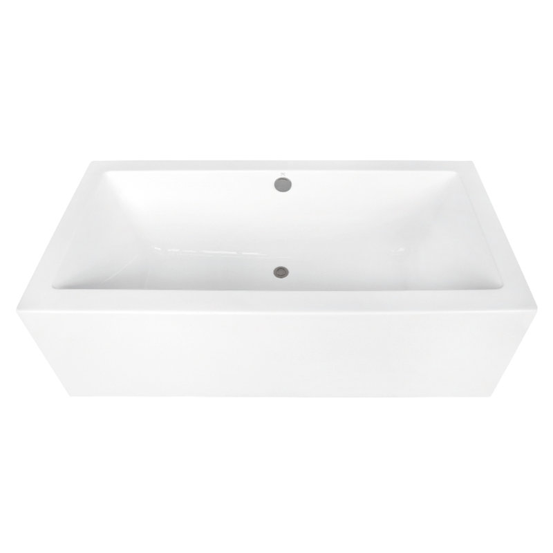 Kingston Brass Aqua Eden 67-Inch Acrylic Rectangular Double Ended Freestanding Tub with Overflow/Drain Assembly