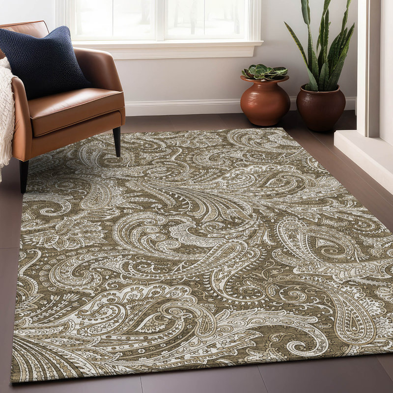 Premium Machine Washable Antonelli Chocolate Rug, Rectangle 10' x 14'