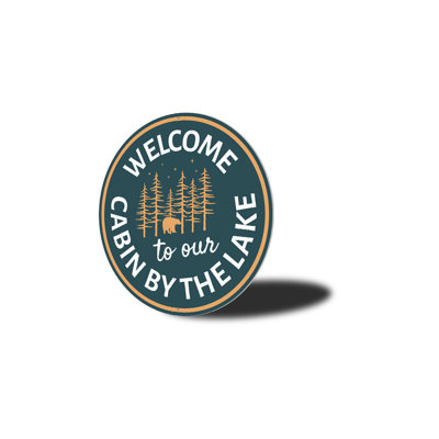 Plaque en aluminium Lake Cabin Welcome
