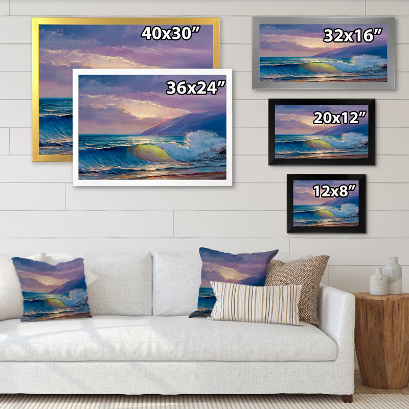«Beautiful Blue Ocean Sunset And Waves V», reproduction d'art sur toile nautique et côtière, H 8 po x l 12 po x P 1 po