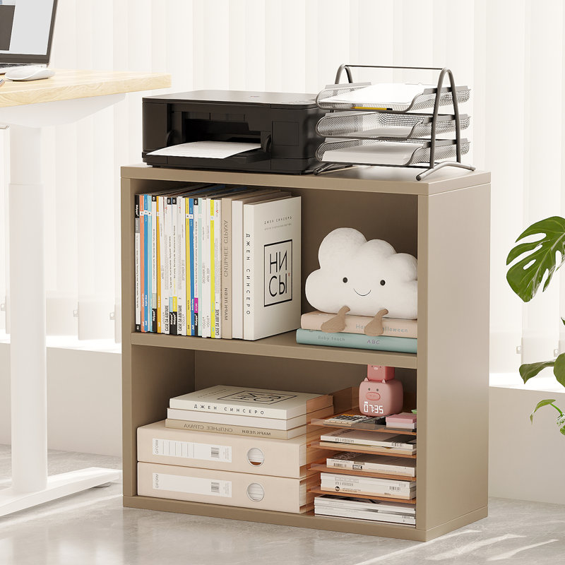 2-Tier Bookshelf Storage Shelves, 23.7 Inch Open Shelf Bookcase, Floor Standing Unit Wooden Bookcase Storage Organizer,Retro