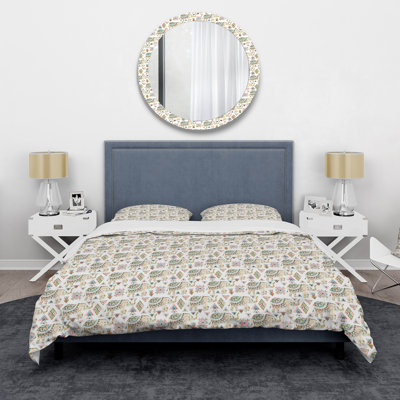 White/Green Microfiber Duvet Cover Set