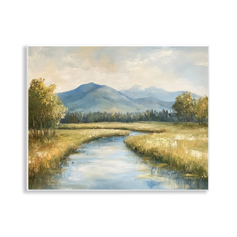 Plaque murale «River Bend with Tall Grass» par Petal Prints Design