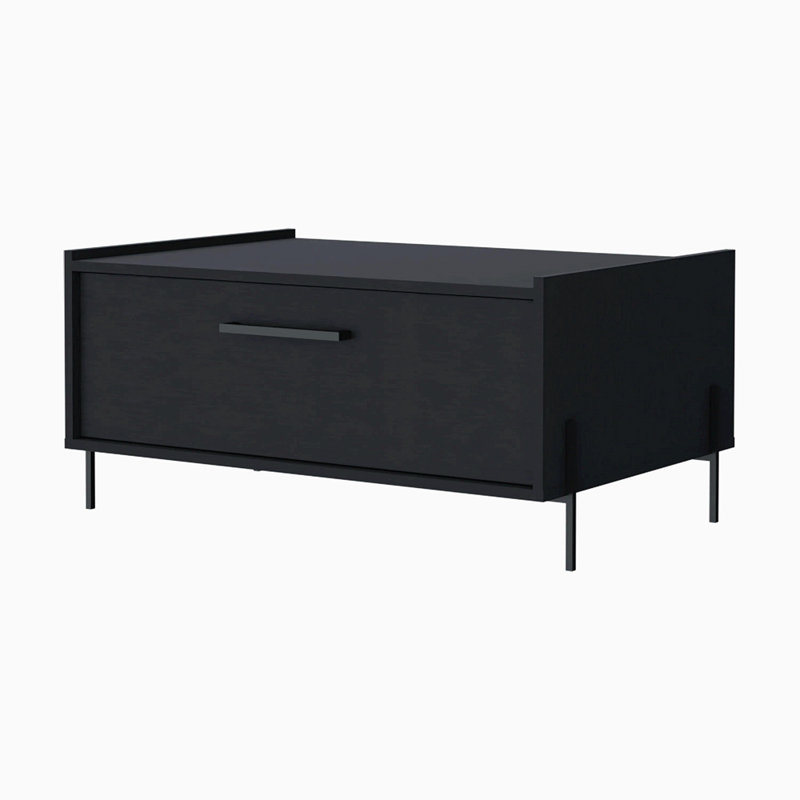 Coffee Table With Flip-Down Door, Black