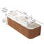 60" Bathroom Vanity with Sinks, Wall-Mounted Curved Edges Striped Bathroom Storage Cabinet with 2 Drawers, 2 White Rectangular Ceramic Basins, No Faucet, Pre-assembled-783563578