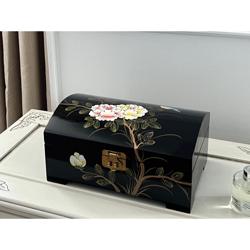 Wood Jewellery Box + Locking, Black