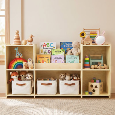 Étagère en bois pour enfants avec rangement pour livres et jouets, 5 compartiments ouverts, bibliothèque en contreplaqué de pin pour salle de jeux, chambre d'enfant et chambre à coucher.