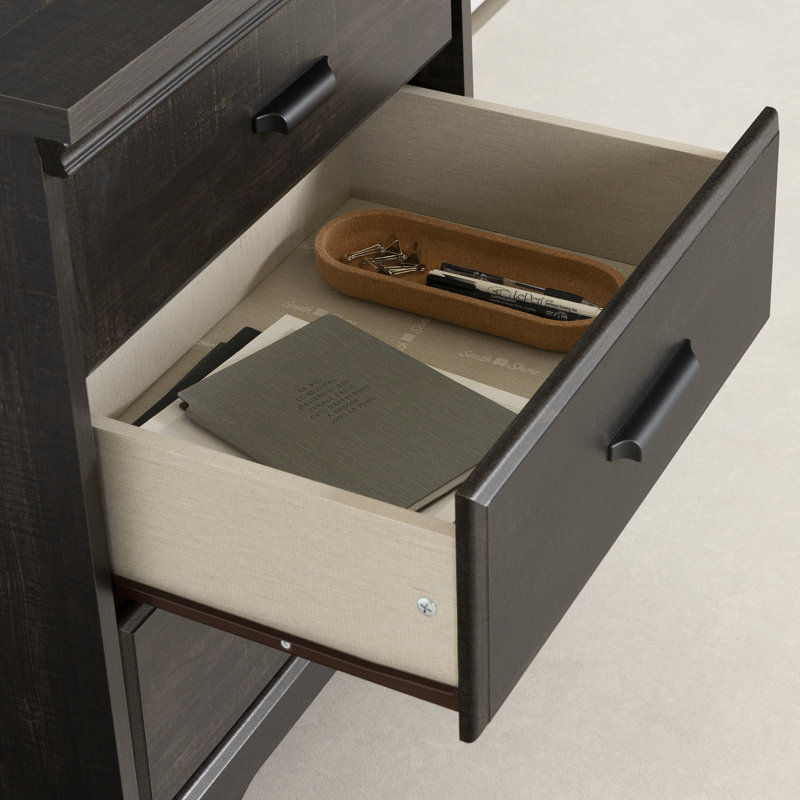Rubbed Black 2-Drawer Nightstand with Charging Station