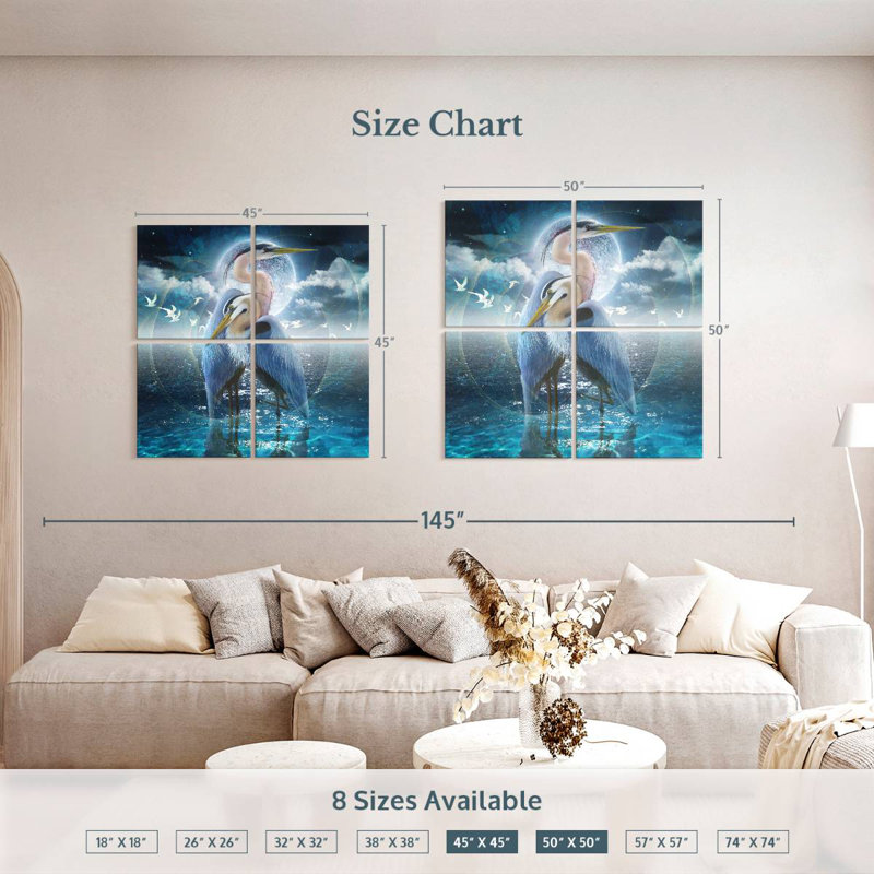 Brampt Celestial Egrets II, 50" H x 50" W