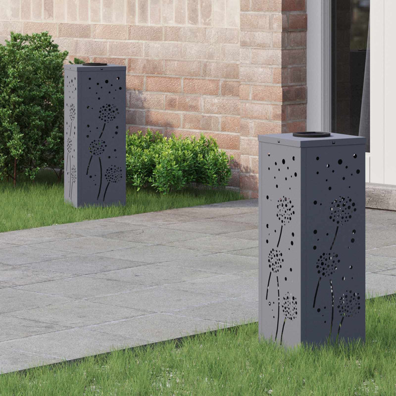 Solar Powered Steel Pathway Light, 50cm H x 18cm W x 18cm D, Anthracite