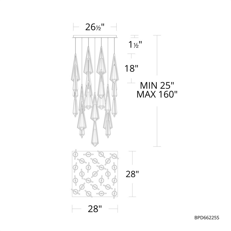 Devotion LED Pendant, 18" H x 28" W x 28" D, Satin Nickel, 25 Lights