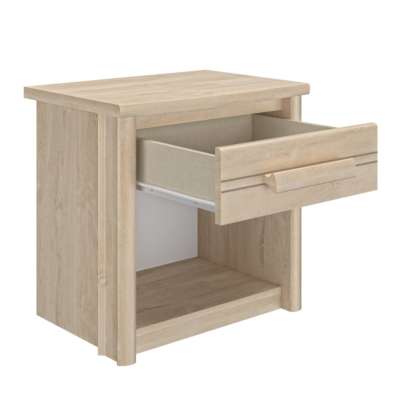Roiguez 54cm W Manufactured Wood Bedside Table, Blond Oak
