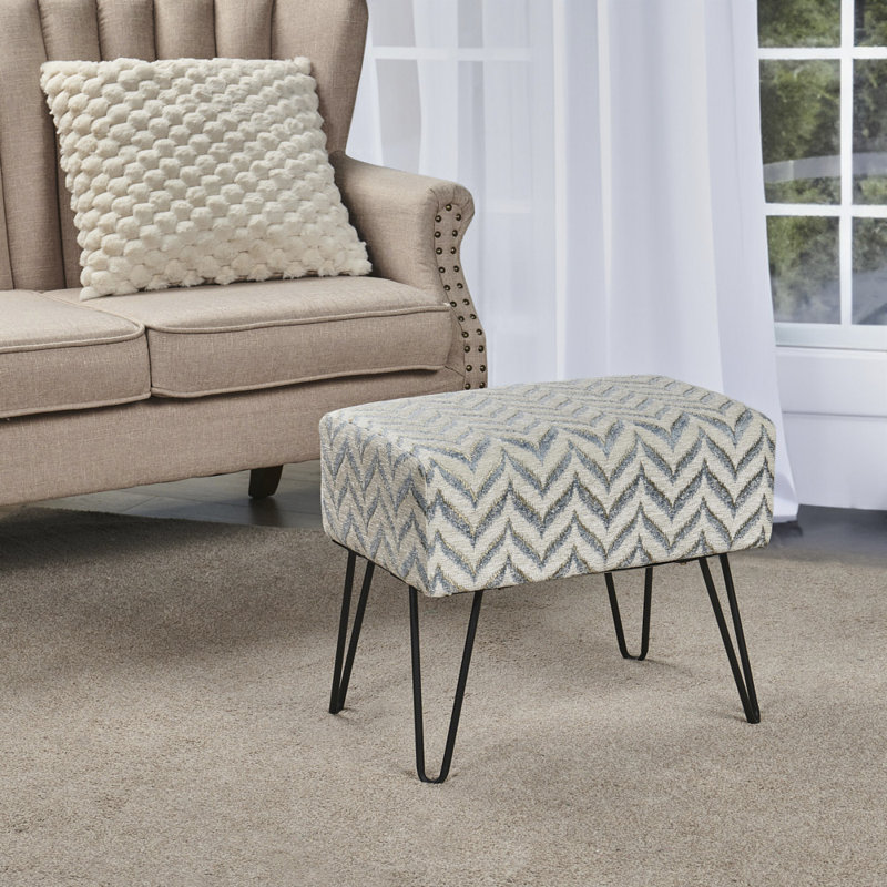 48.3cm Wide Rectangle Chevron Standard Ottoman, Light Blue