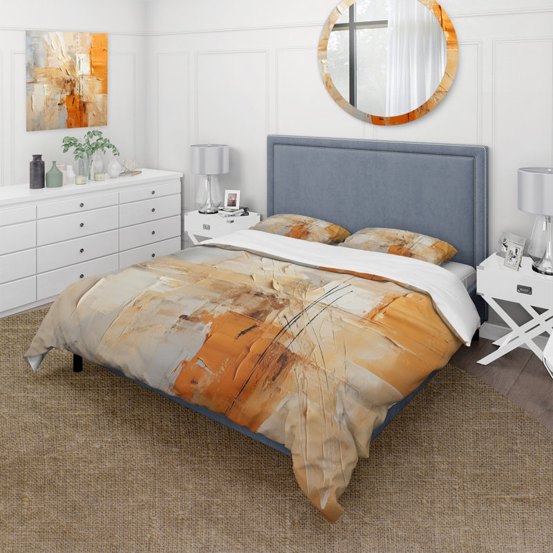 Ensemble de housse de couette Glam Orange Beige Collage IV - Fashion, Housse de couette simple et deux taies décorative