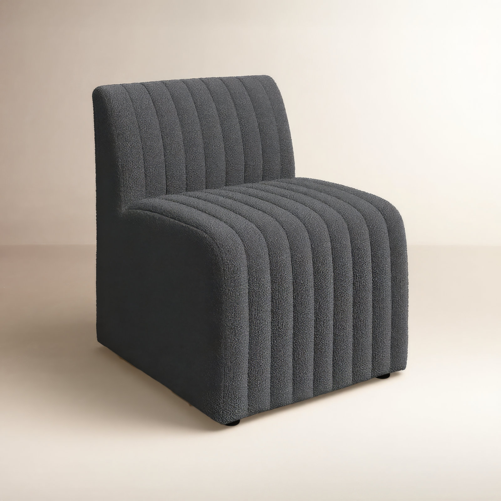 Brandt Genuine Leather Dining Chair, Fiqa Charcoal Boucle