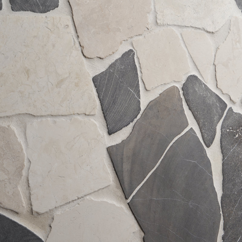 Picturesque Flagstone 39" x 39" Marble Random Wall & Floor Tile (10.76 sq. ft./ each), Island Gray