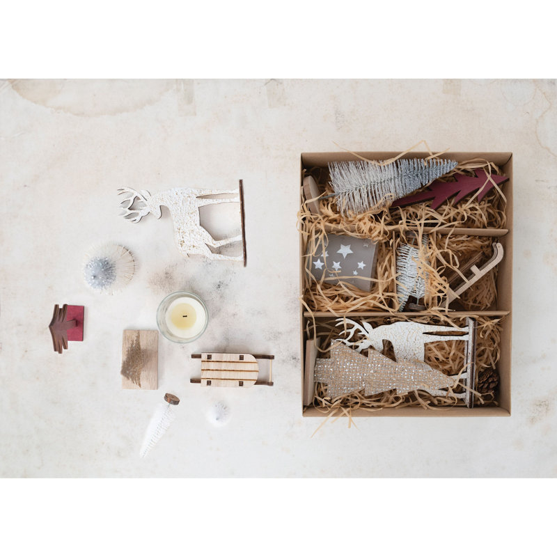 Candle Garden Kit with Bottle Brush Trees Tealight Pinecones and Wood Figures Boxed
