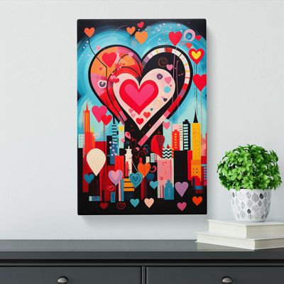 Love Heart Constructivism - Wrapped Canvas
