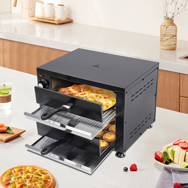 OUKANING 2 Tiers Electric Commercial Countertop Pizza Oven With Timing Function