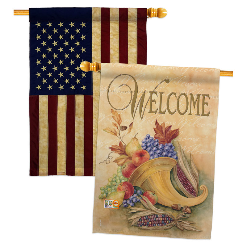 Drapeau de maison à double face en polyester 40 x 28 po Cornucopia Harvest