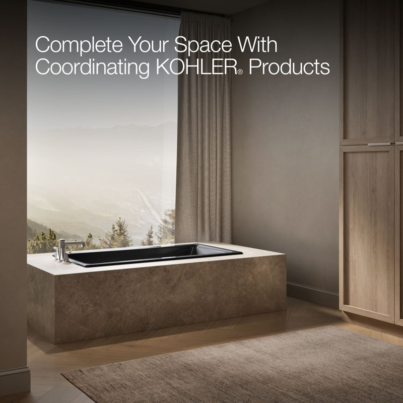 Tea-for-Two for Two 60" x 32" Drop-In Soaking Bathtub, Black